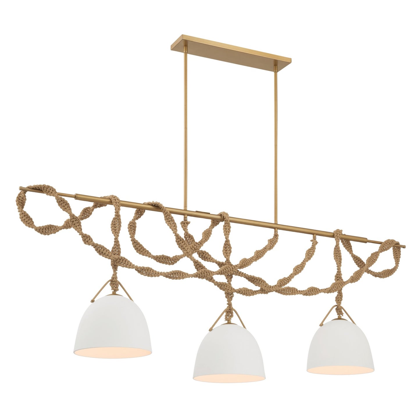 Cordón Three Light Linear Chandelier in Legacy Brass
