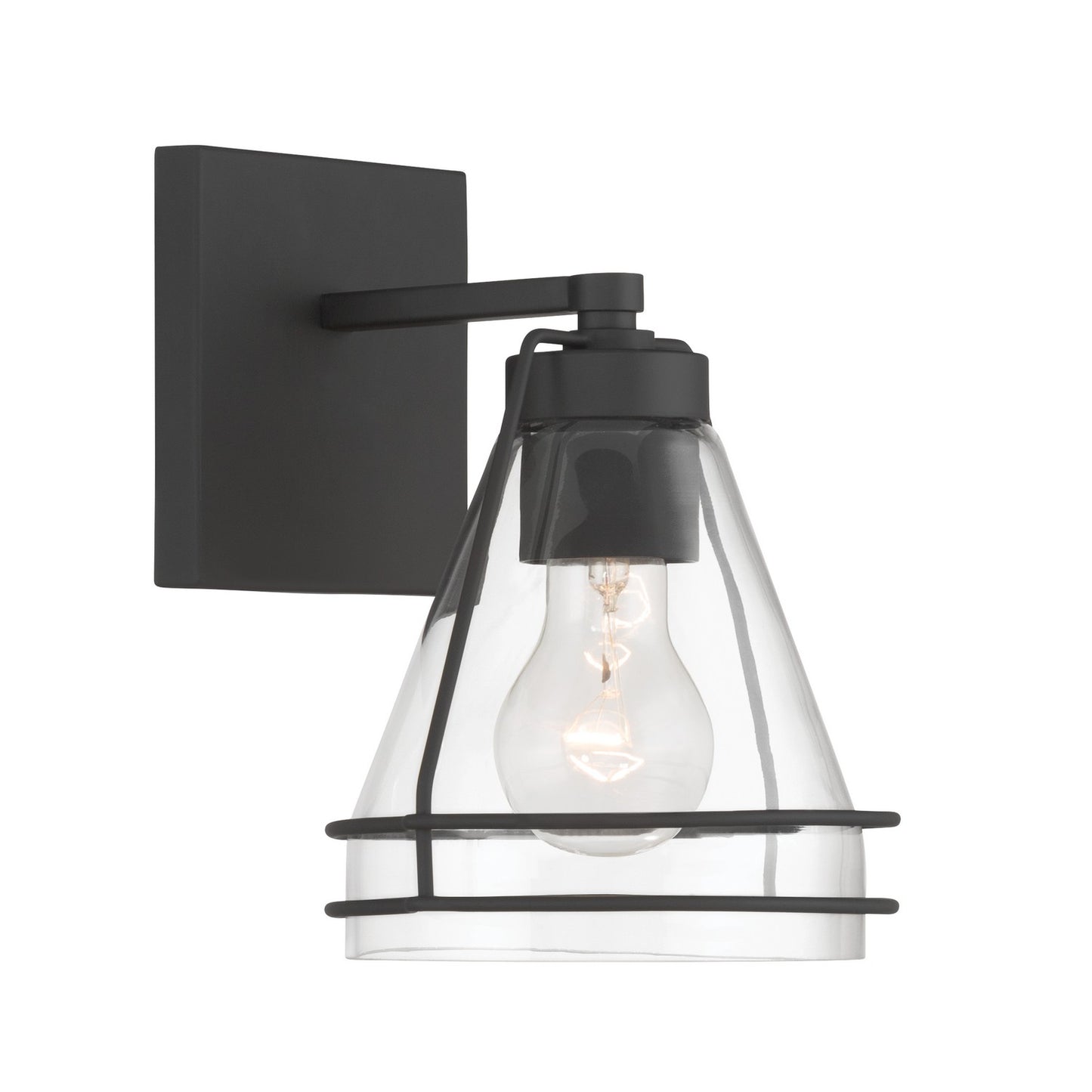 Lorenth One Light Bath Sconce in Dark Matte Black