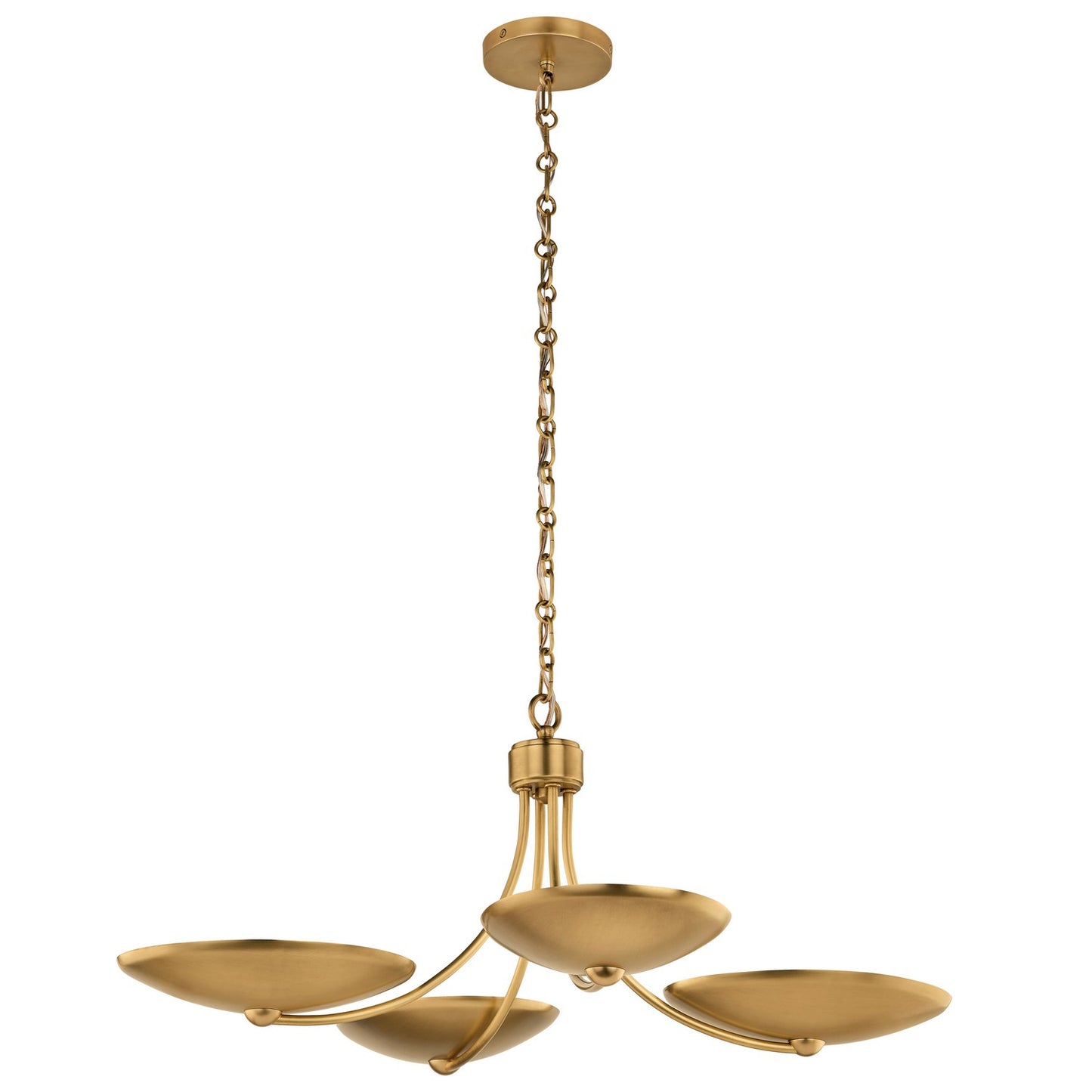 Palmela Four Light Chandelier/Semi Flush in Lacquered Brass