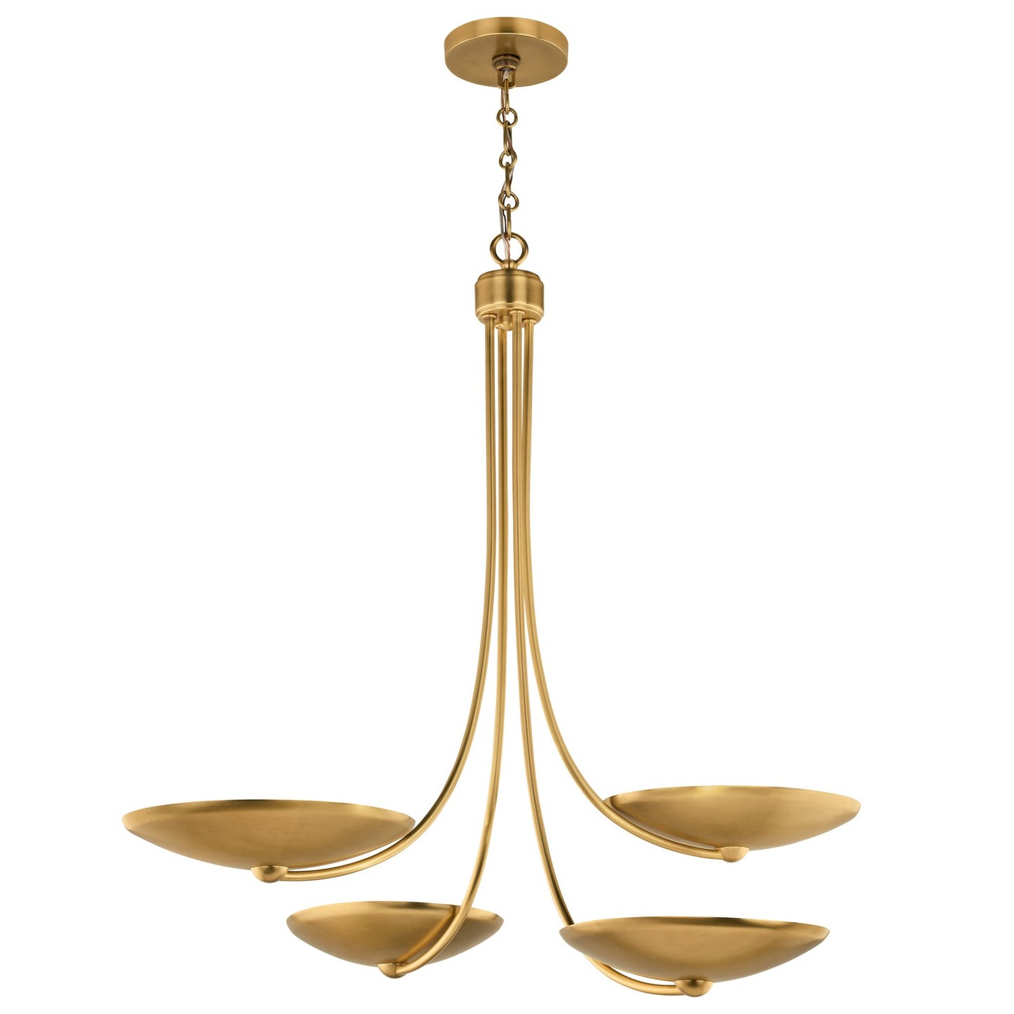 Palmela Four Light Chandelier in Lacquered Brass