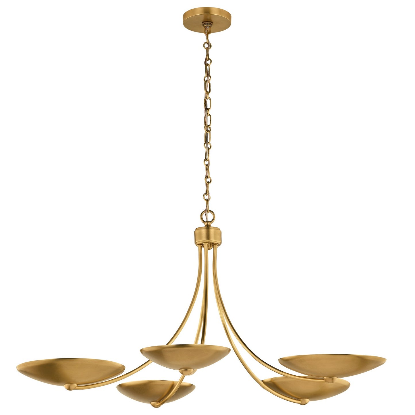 Palmela Five Light Chandelier in Lacquered Brass