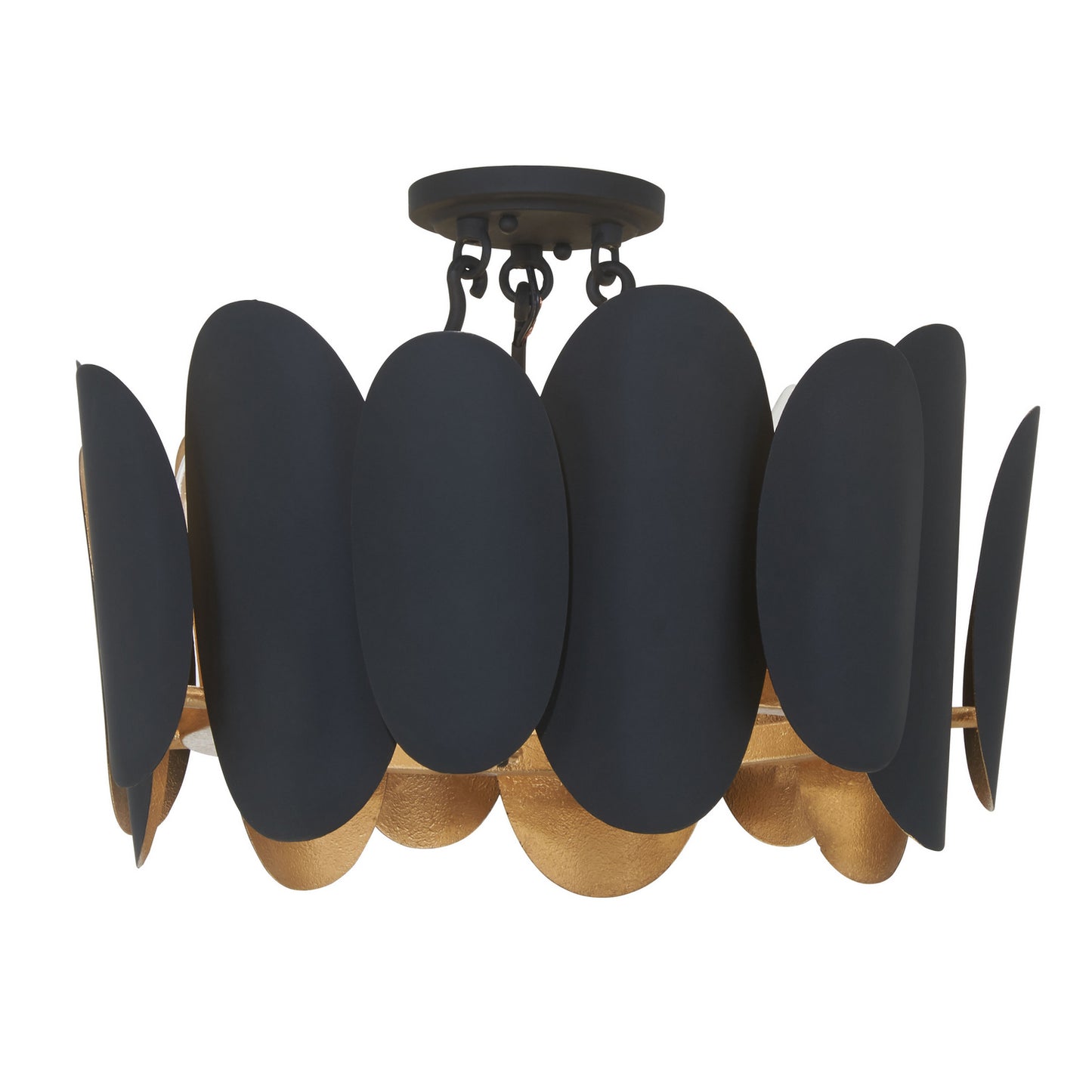 Vailen Seven Light Semi Flush Mount in Dark Matte Black