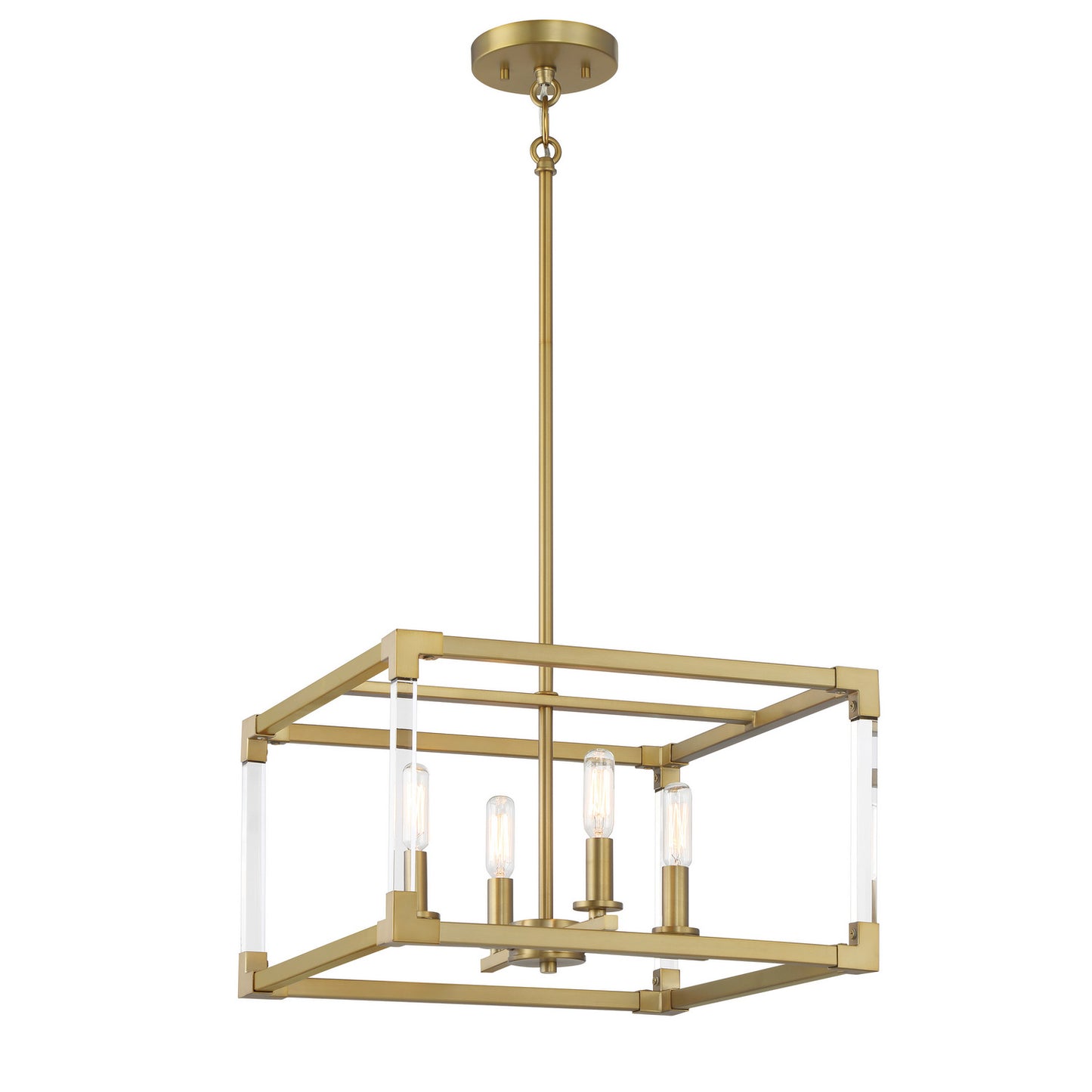 Oro District Four Light Pendant in Soft Brass