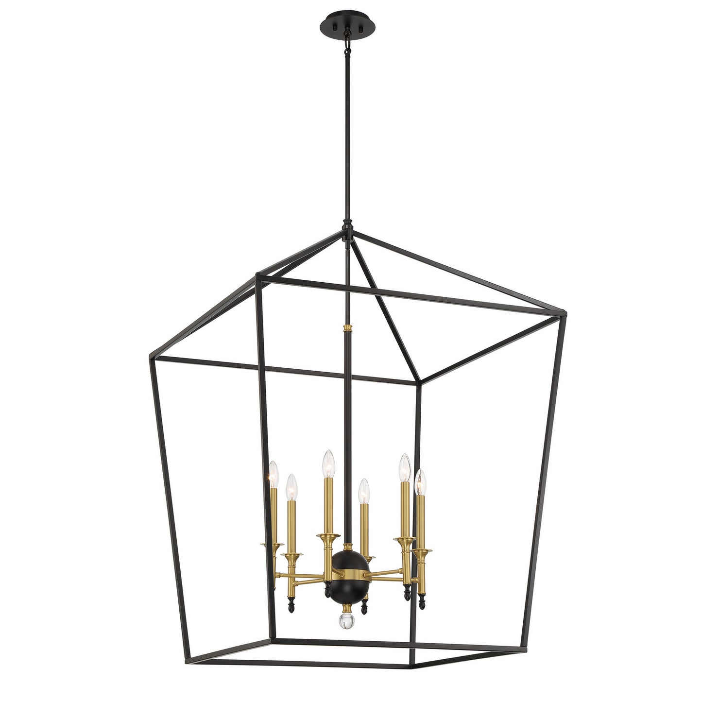 Townhall Six Light Pendant in Coal And Soft Brass