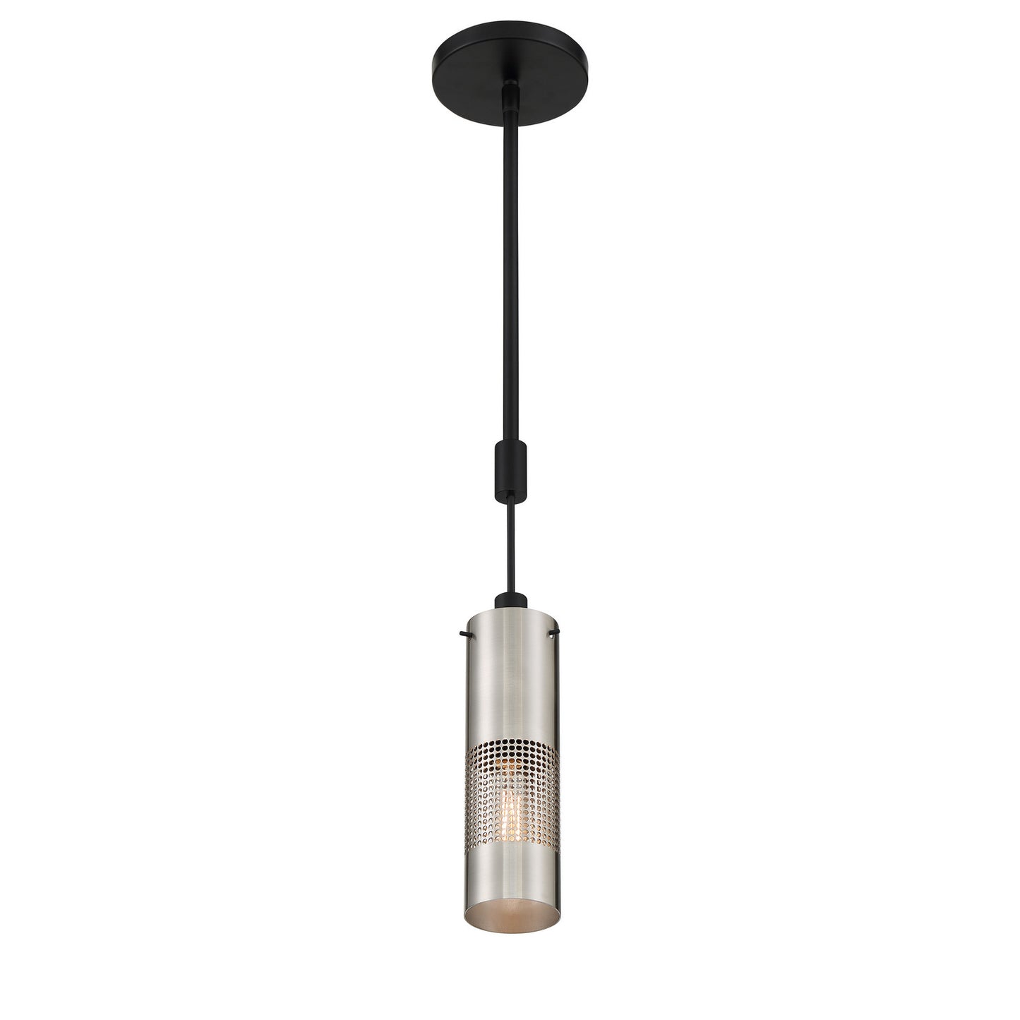Grid 3 One Light Mini Pendant in Brushed Nickel and Coal Highlights
