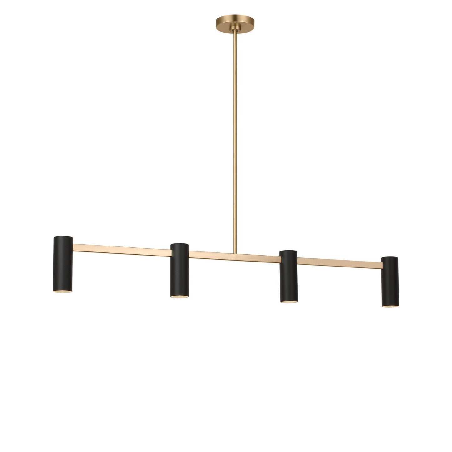 Zentro Four Light Linear Chandelier in Satin Brass