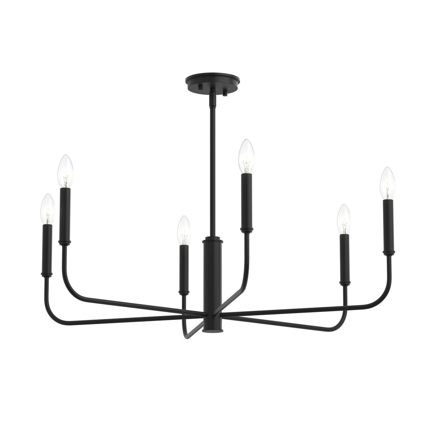 Reines Six Light Chandelier in Matte Black