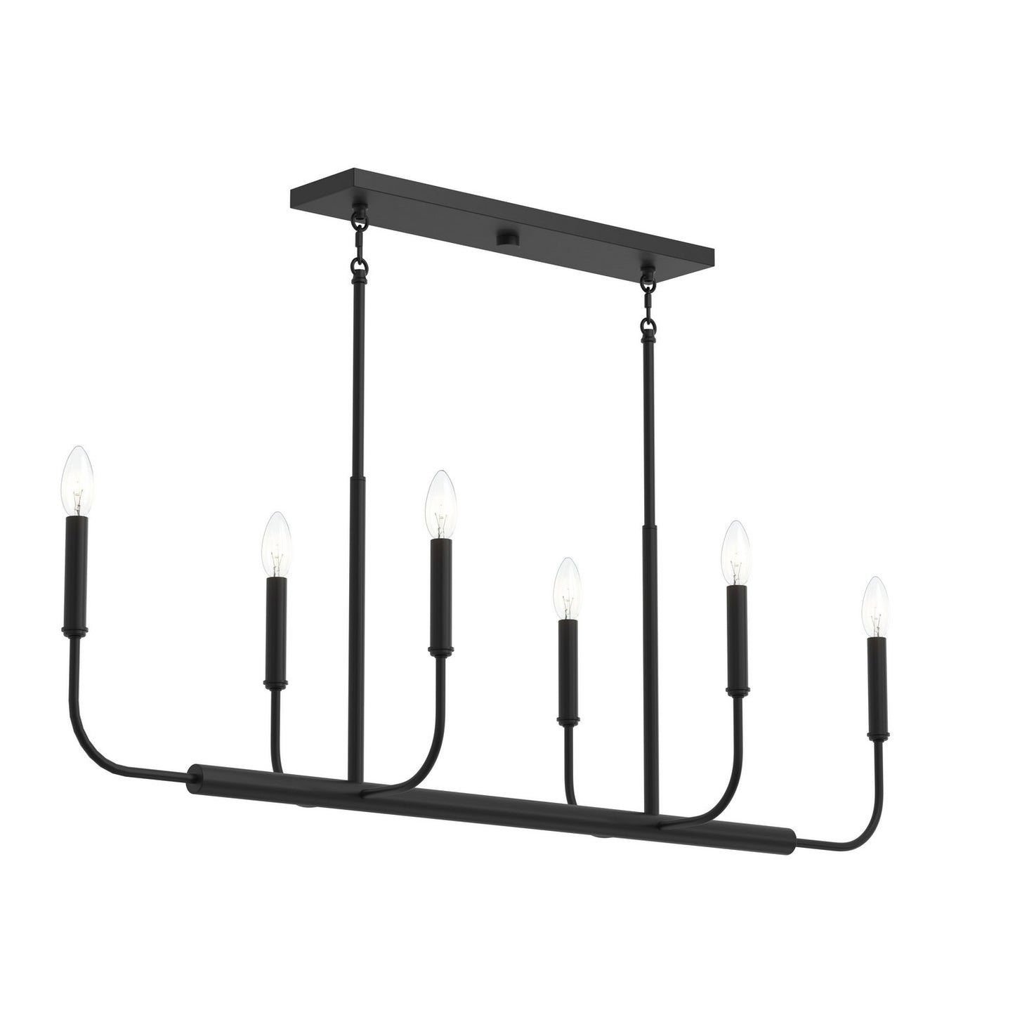 Reines Six Light Linear Chandelier in Matte Black