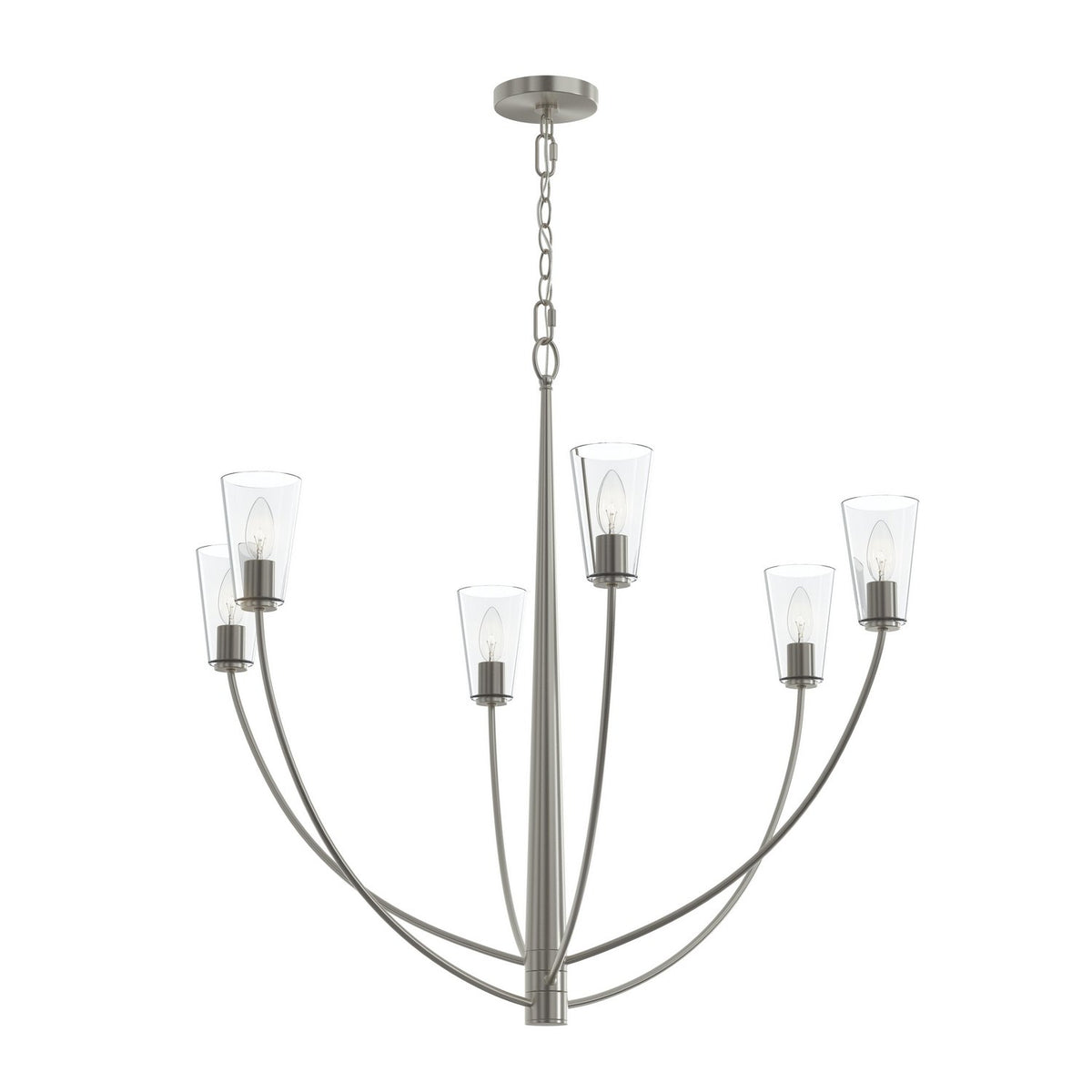 Jheni Six Light Chandelier in Brushed Nickel