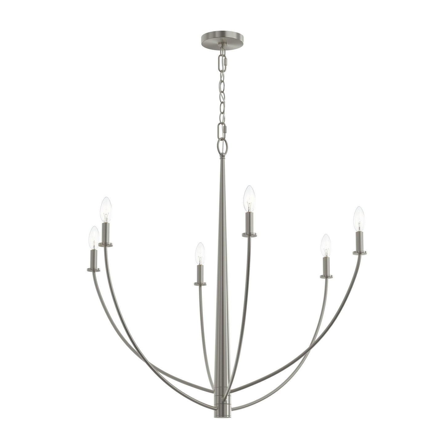 Jheni Six Light Chandelier in Brushed Nickel