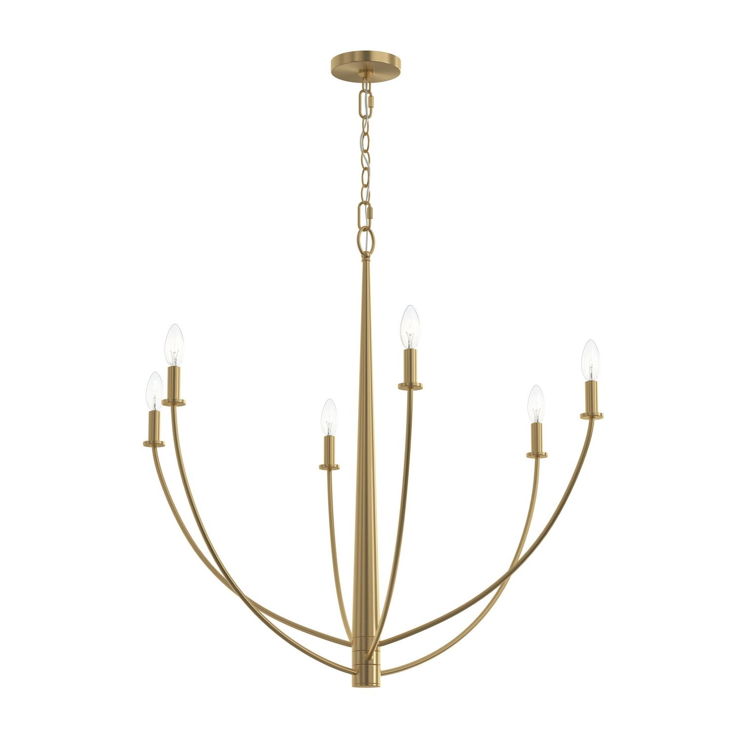 Jheni Six Light Chandelier in Brushed Gold