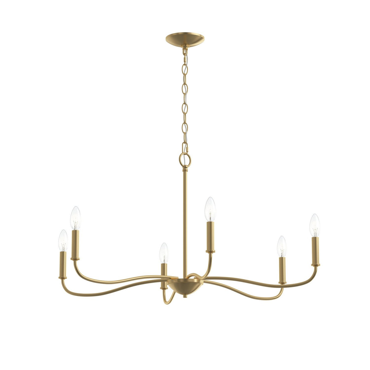 Ilia Six Light Chandelier in Brushed Gold
