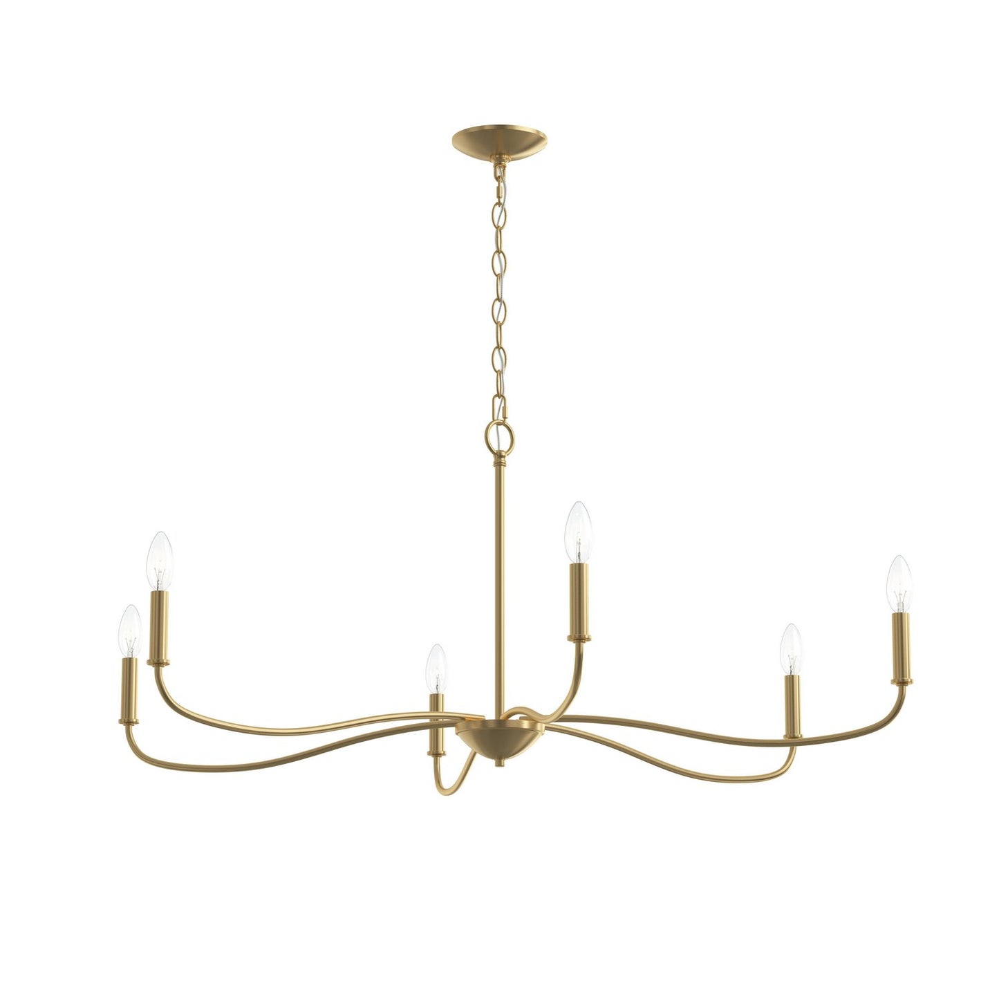 Ilia Six Light Chandelier in Brushed Gold