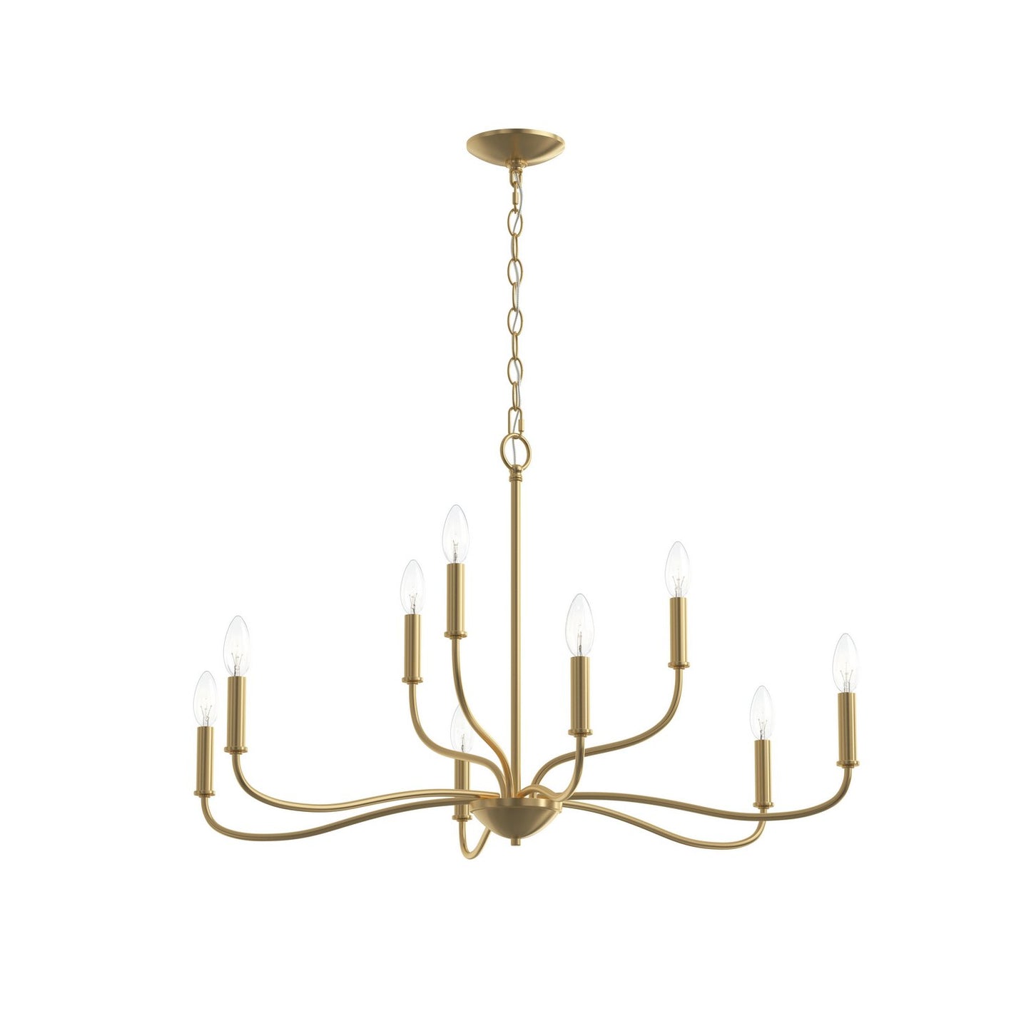 Ilia Nine Light Chandelier in Brushed Gold
