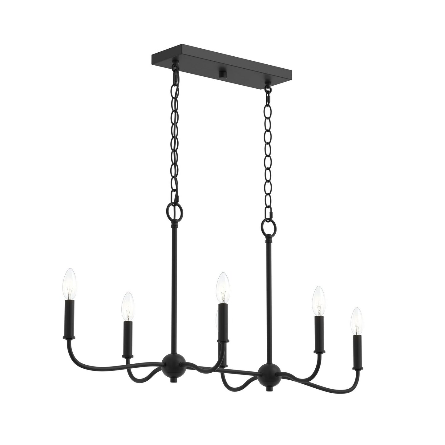 Ilia Six Light Linear Chandelier in Matte Black