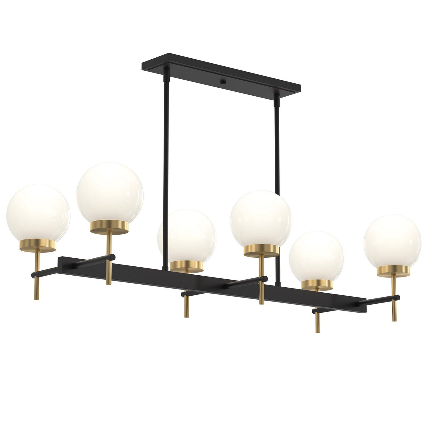 Rigsby Six Light Linear Chandelier in Matte Black and Brushed Gold