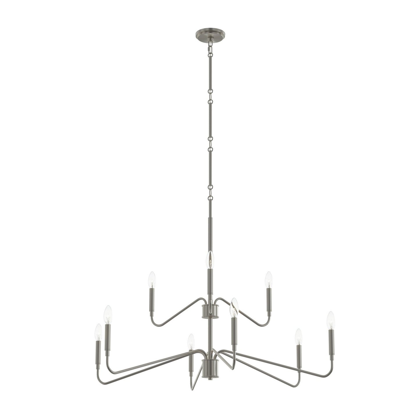 Pilar Nine Light Chandelier in Brushed Nickel