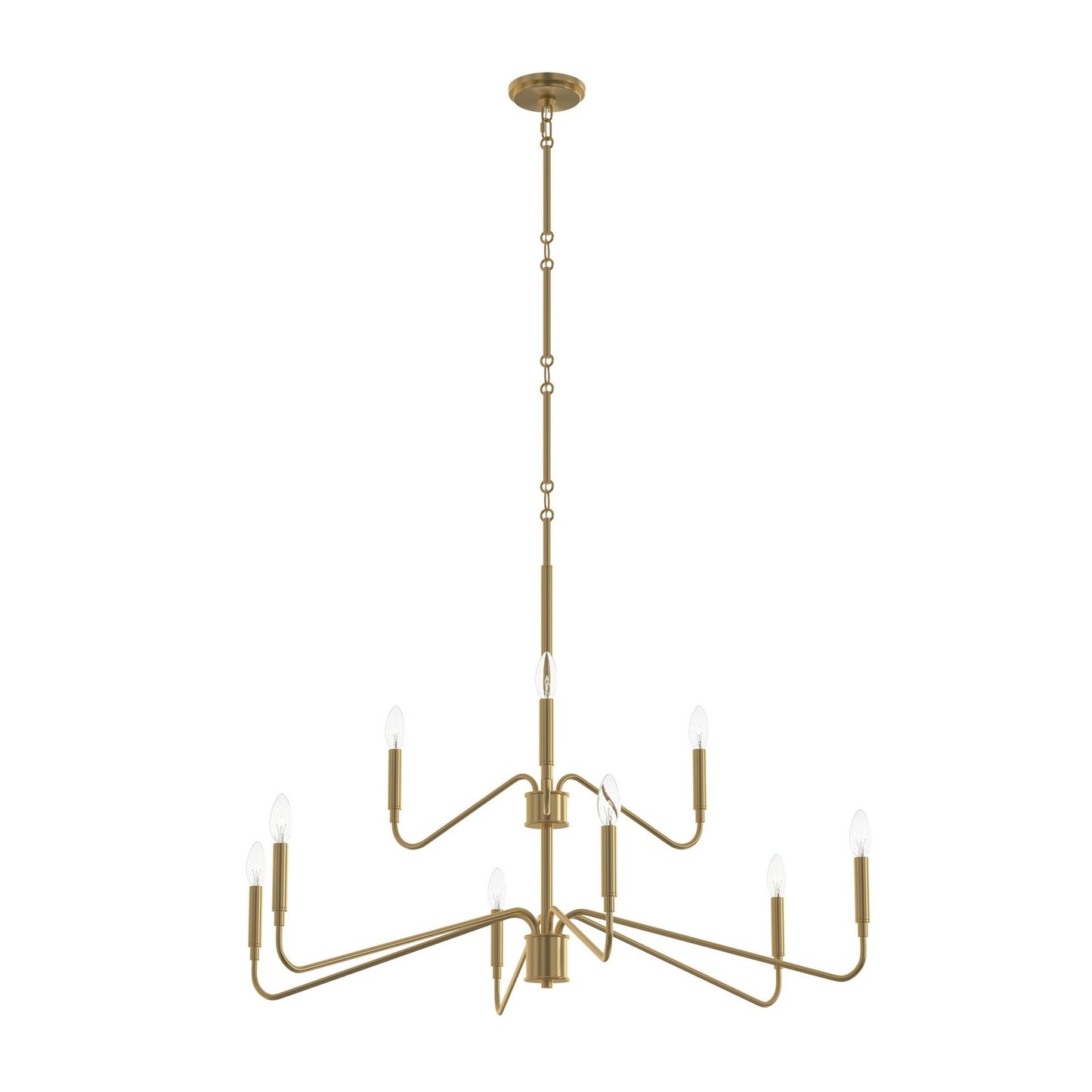 Pilar Nine Light Chandelier in Brushed Gold