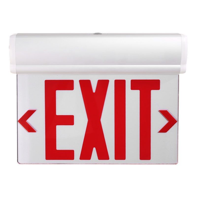 Edge-Lit Exit Sign in White+Red Letter