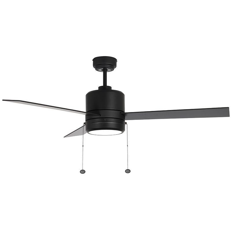 52"Ceiling Fan in Black And Black