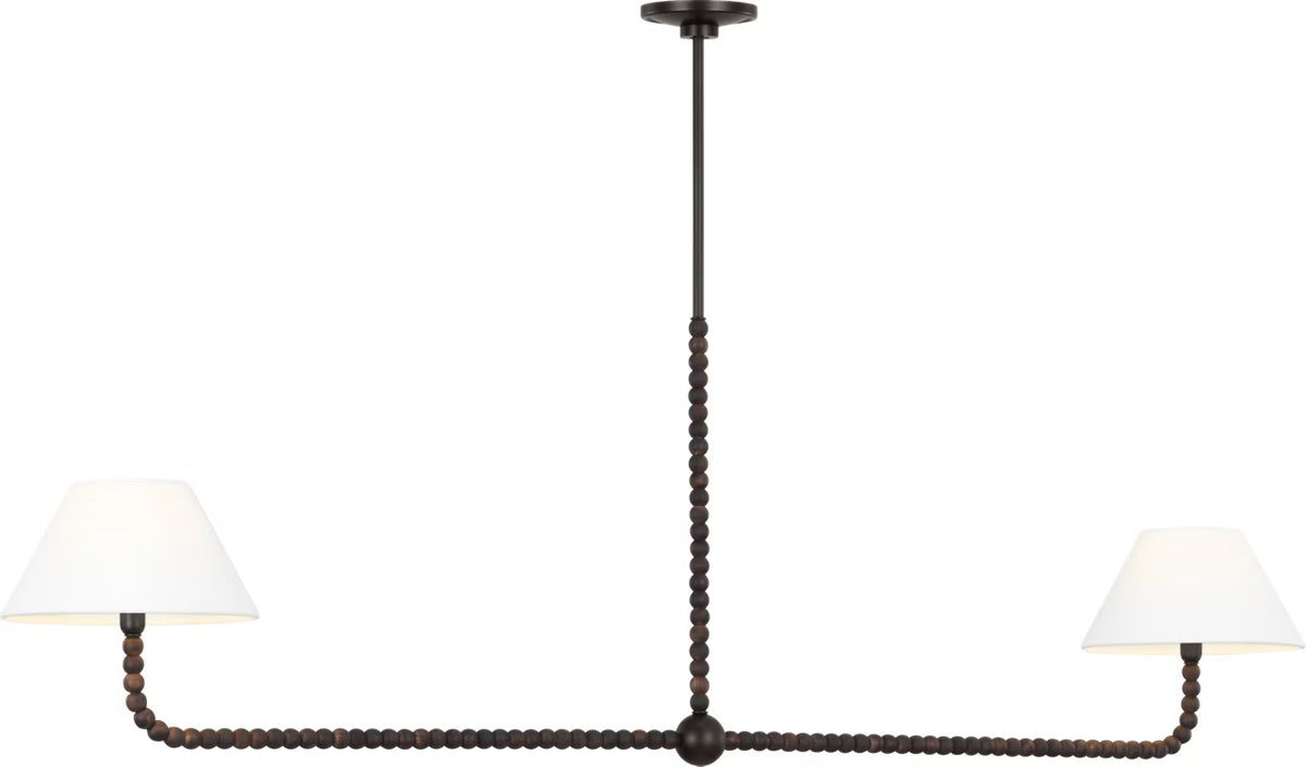 Fiona Two Light Linear Chandelier in Aged Iron