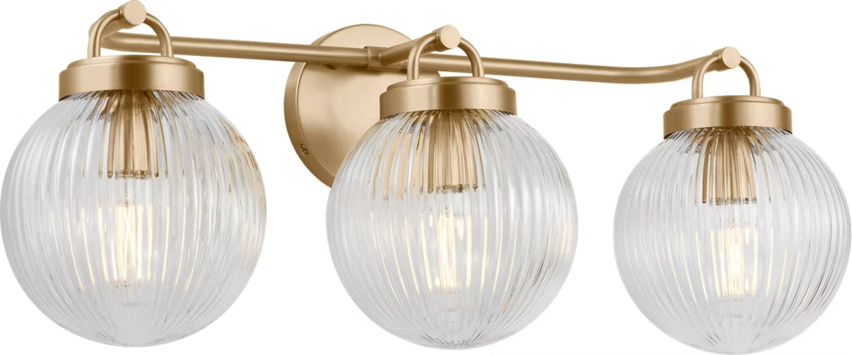 Preston Three Light Vanity in Satin Brass
