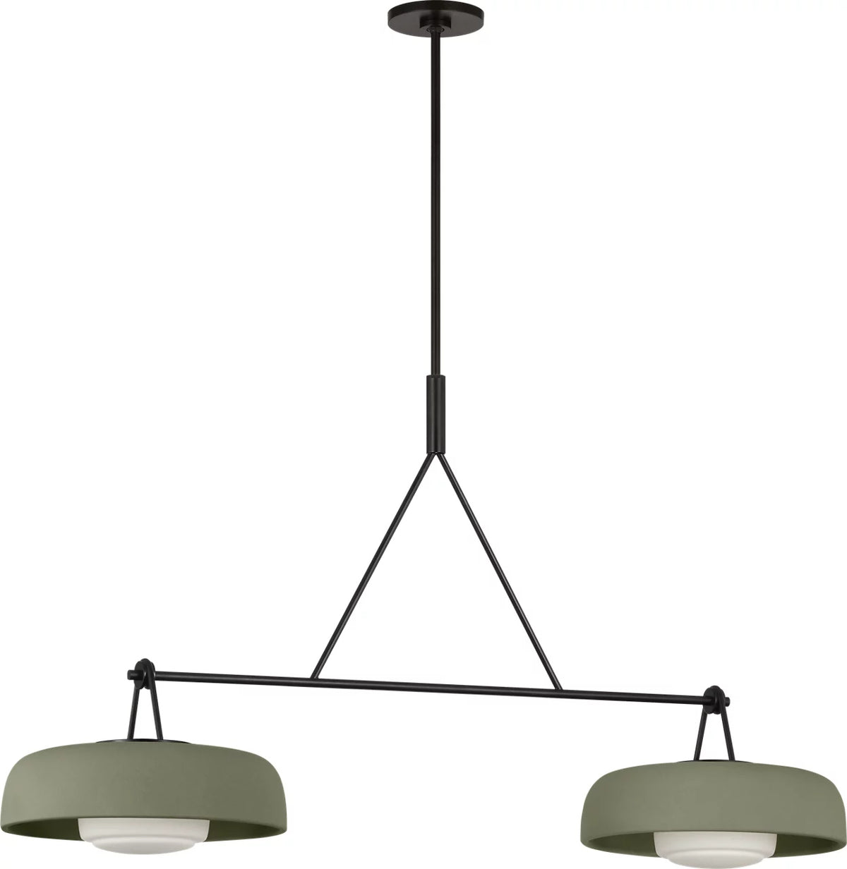 Liora Two Light Linear Chandelier in Aged Iron