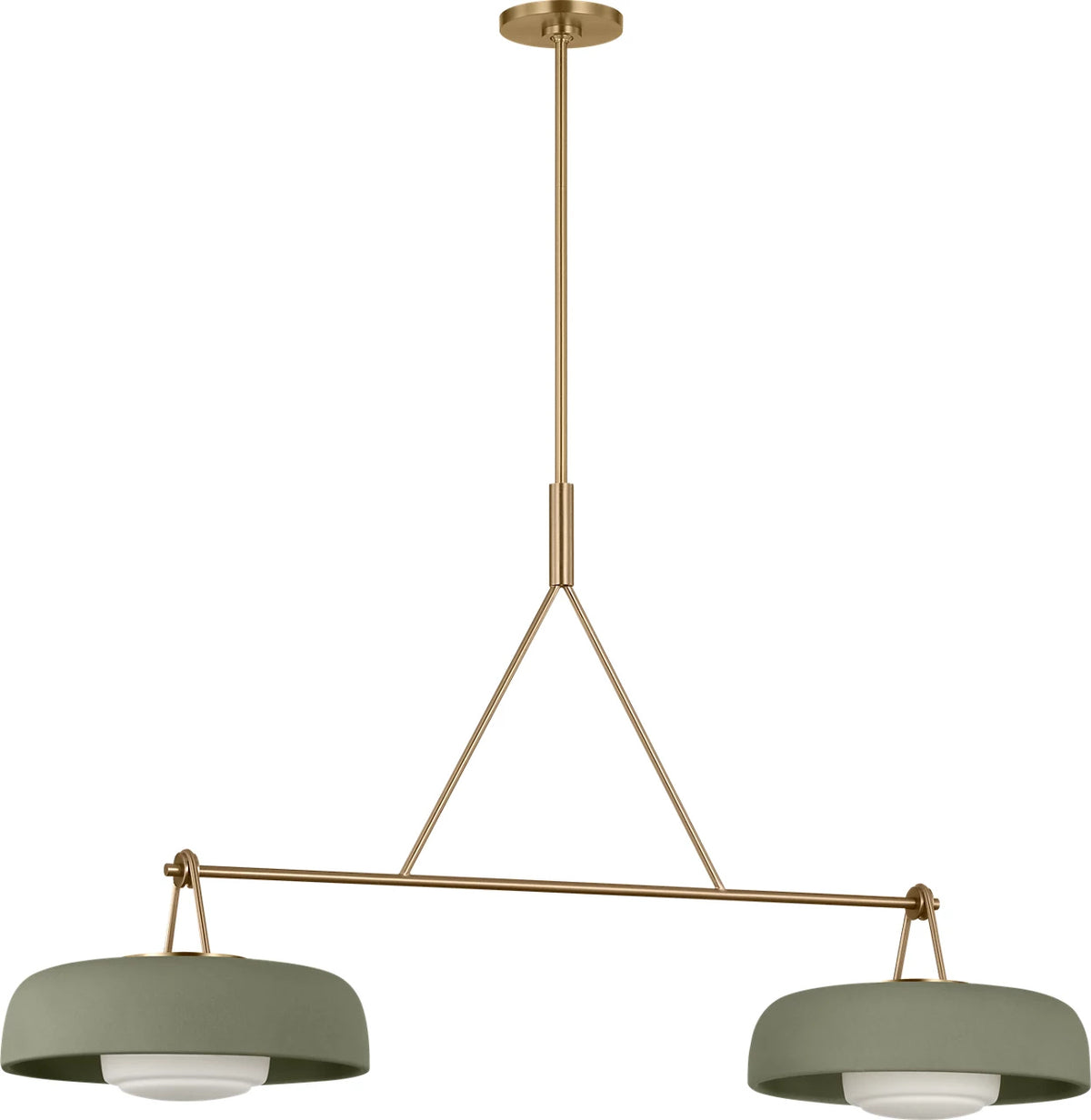 Liora Two Light Linear Chandelier in Estate Brass