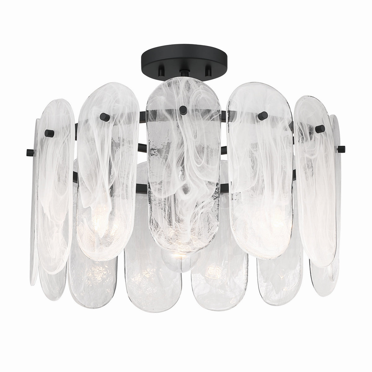 Oldmill Three Light Semi-Flush Mount in Dark Matte Black
