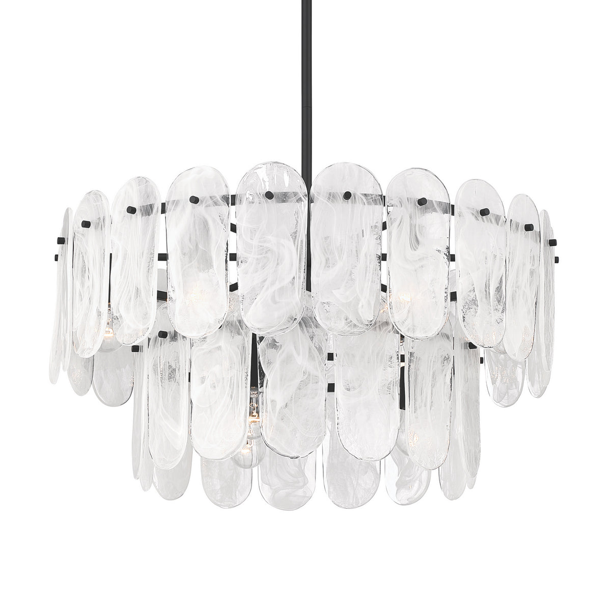 Oldmill Nine Light Pendant in Dark Matte Black