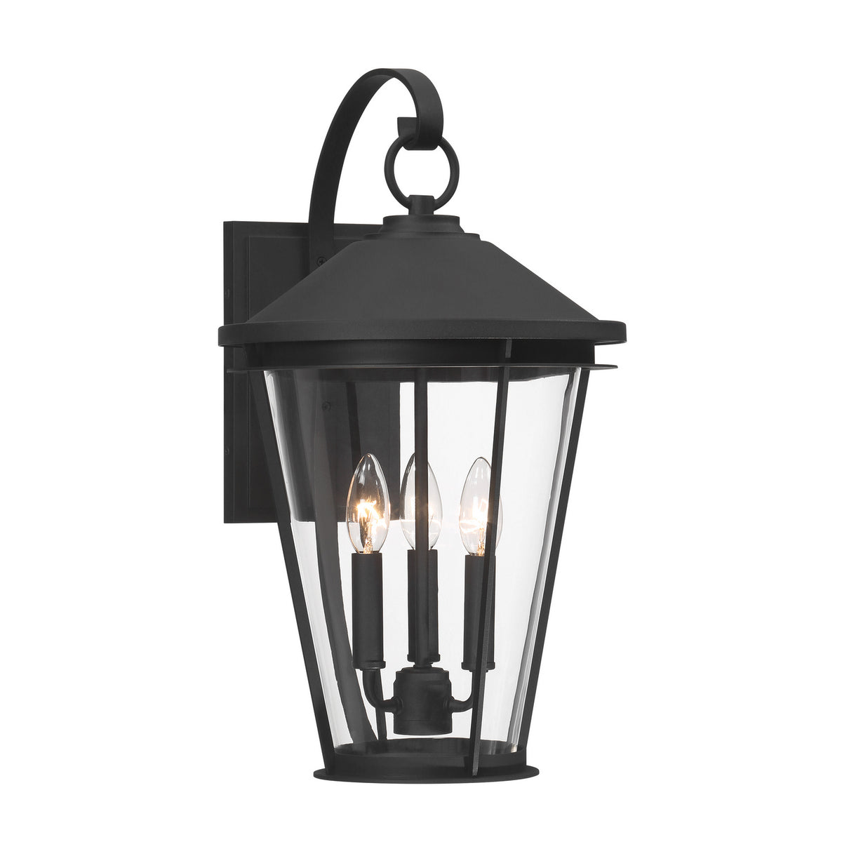 Outremont Three Light Wall Lantern in Sand Coal Black