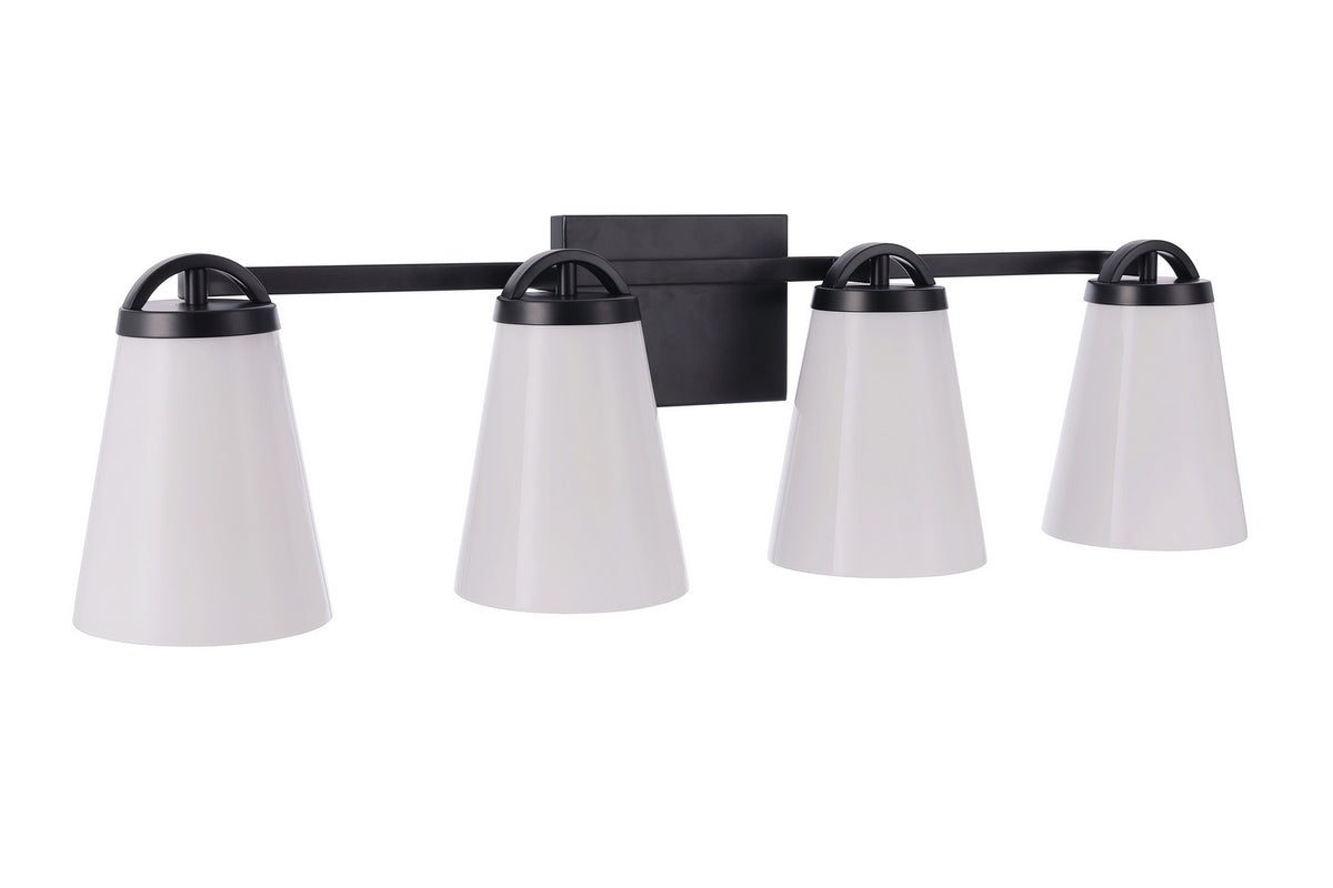 Zane Four Light Vanity in Flat Black