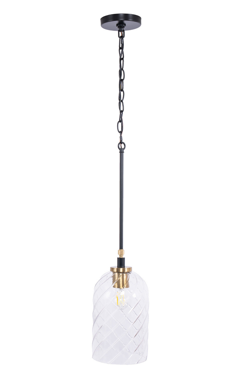Council One Light Pendant in Flat Black/Satin Brass