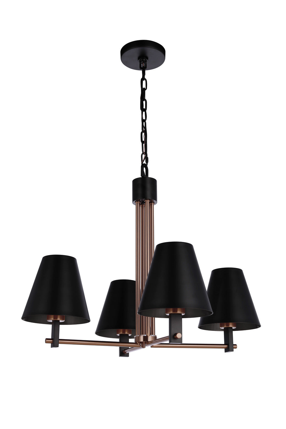 Blake Four Light Chandelier in Flat Black/Satin Brass