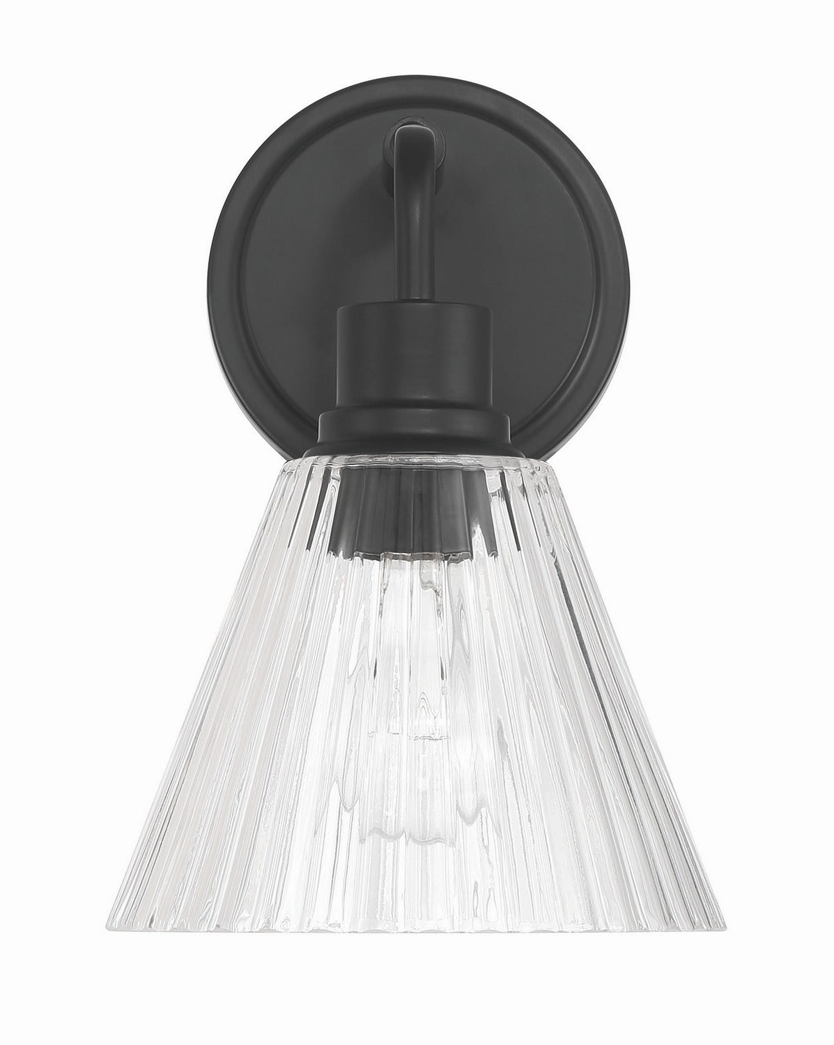 Pleated One Light Wall Sconce in Flat Black