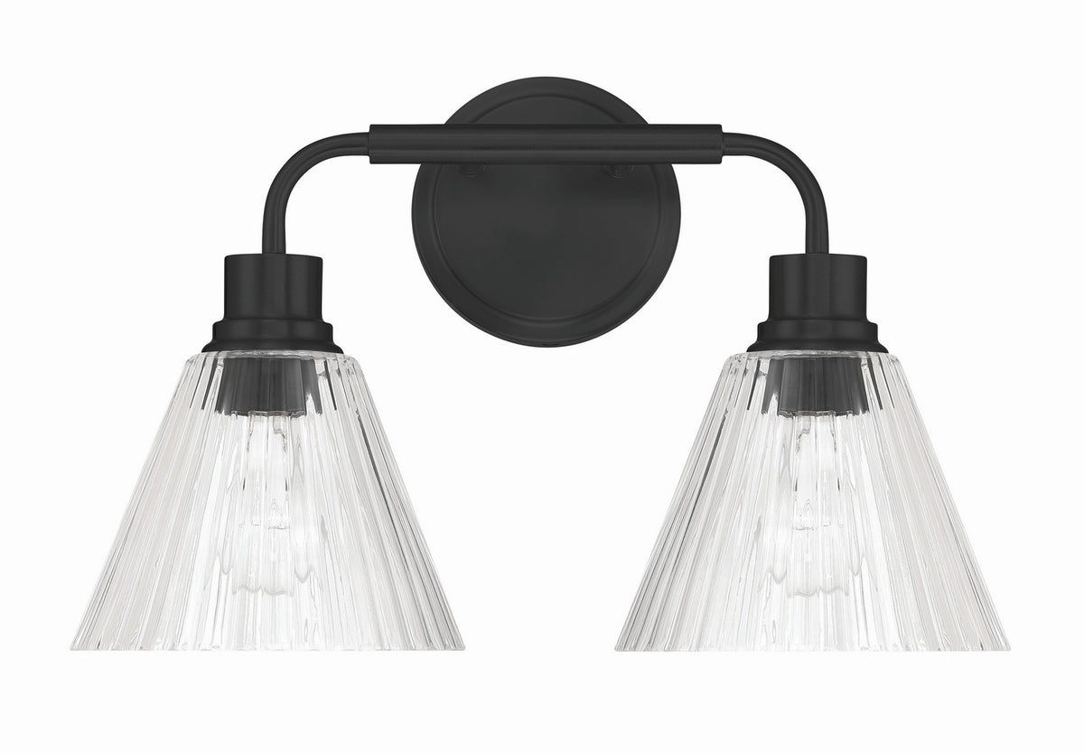 Pleated Two Light Vanity in Flat Black