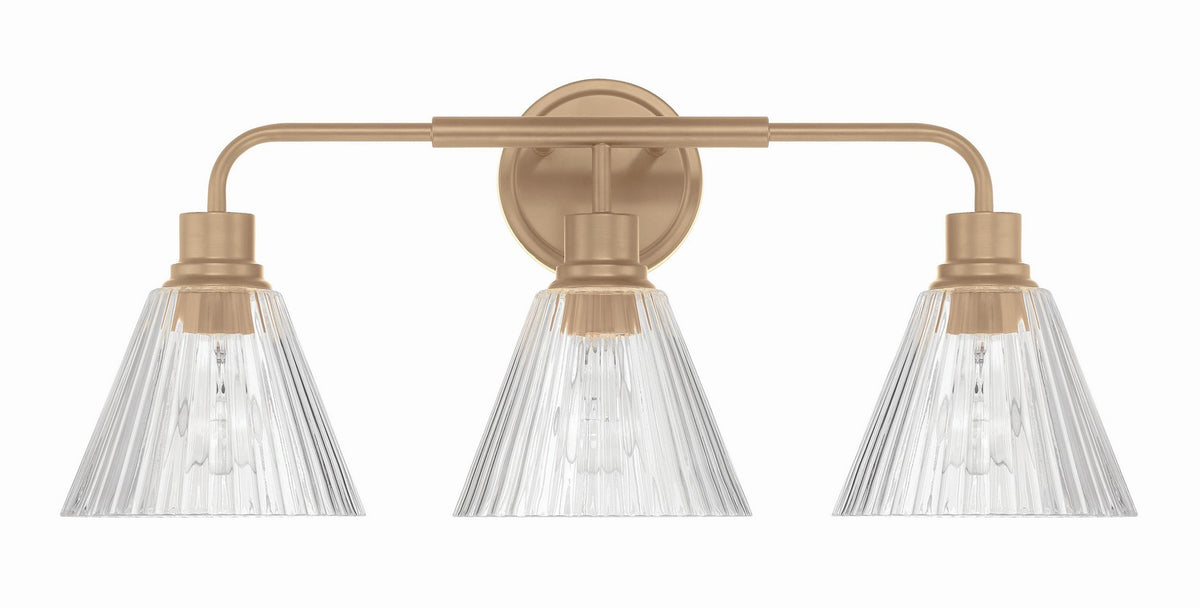 Pleated Three Light Vanity in Premium Bronze