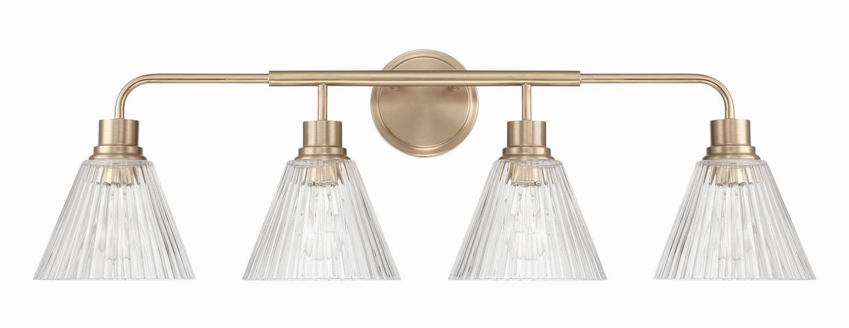 Pleated Four Light Vanity in Premium Bronze