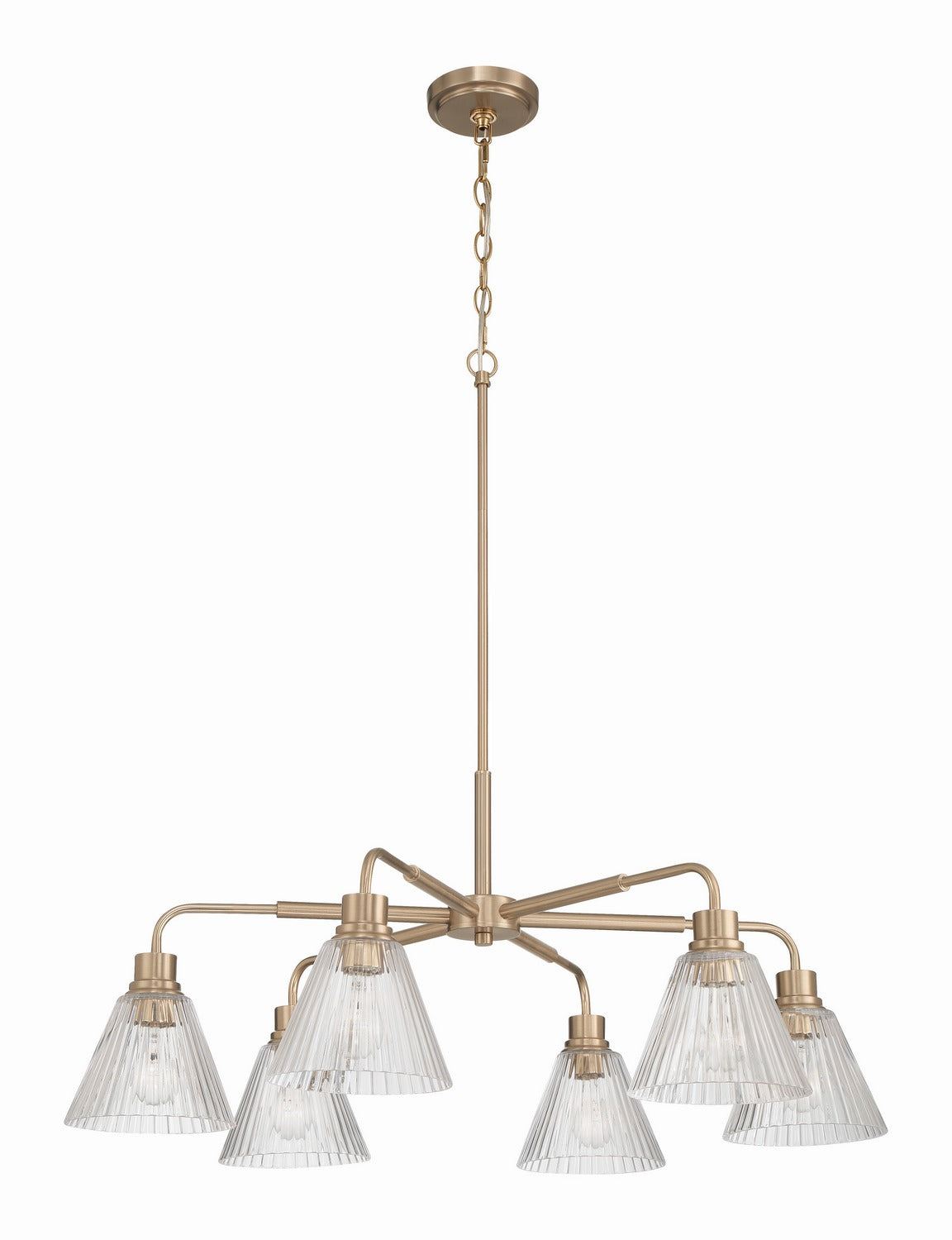 Pleated Six Light Chandelier in Premium Bronze