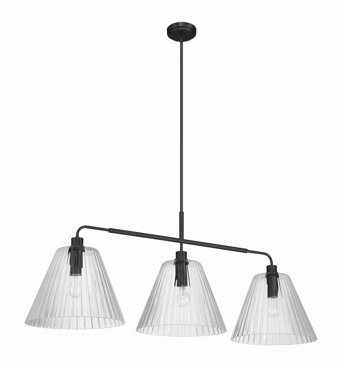 Pleated Three Light Vanity in Flat Black