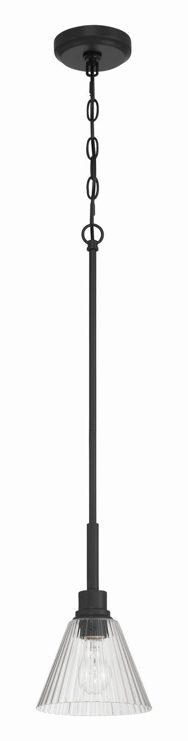 Pleated One Light Mini Pendant in Flat Black