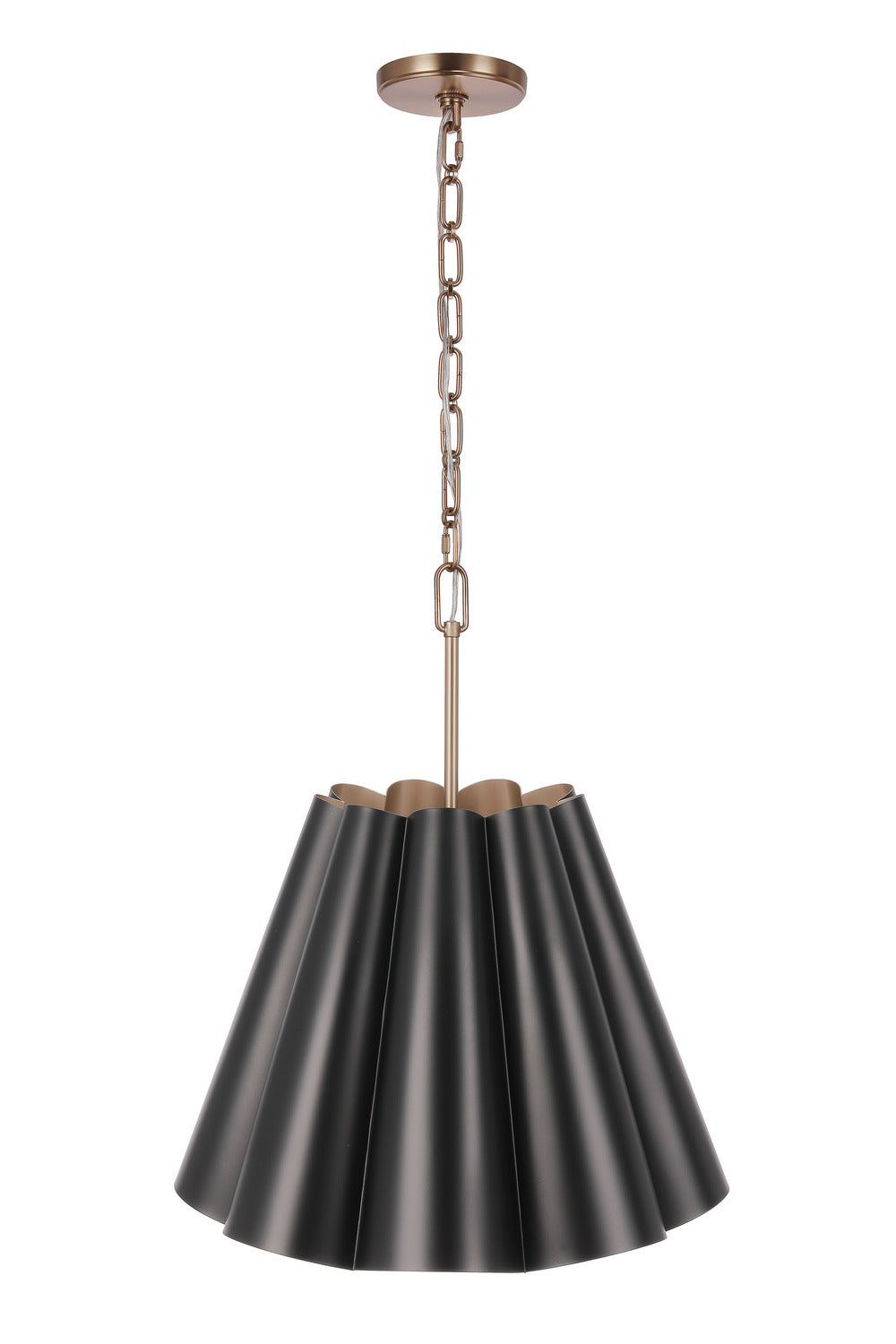 Poppie Three Light Pendant in Flat Black/Satin Brass
