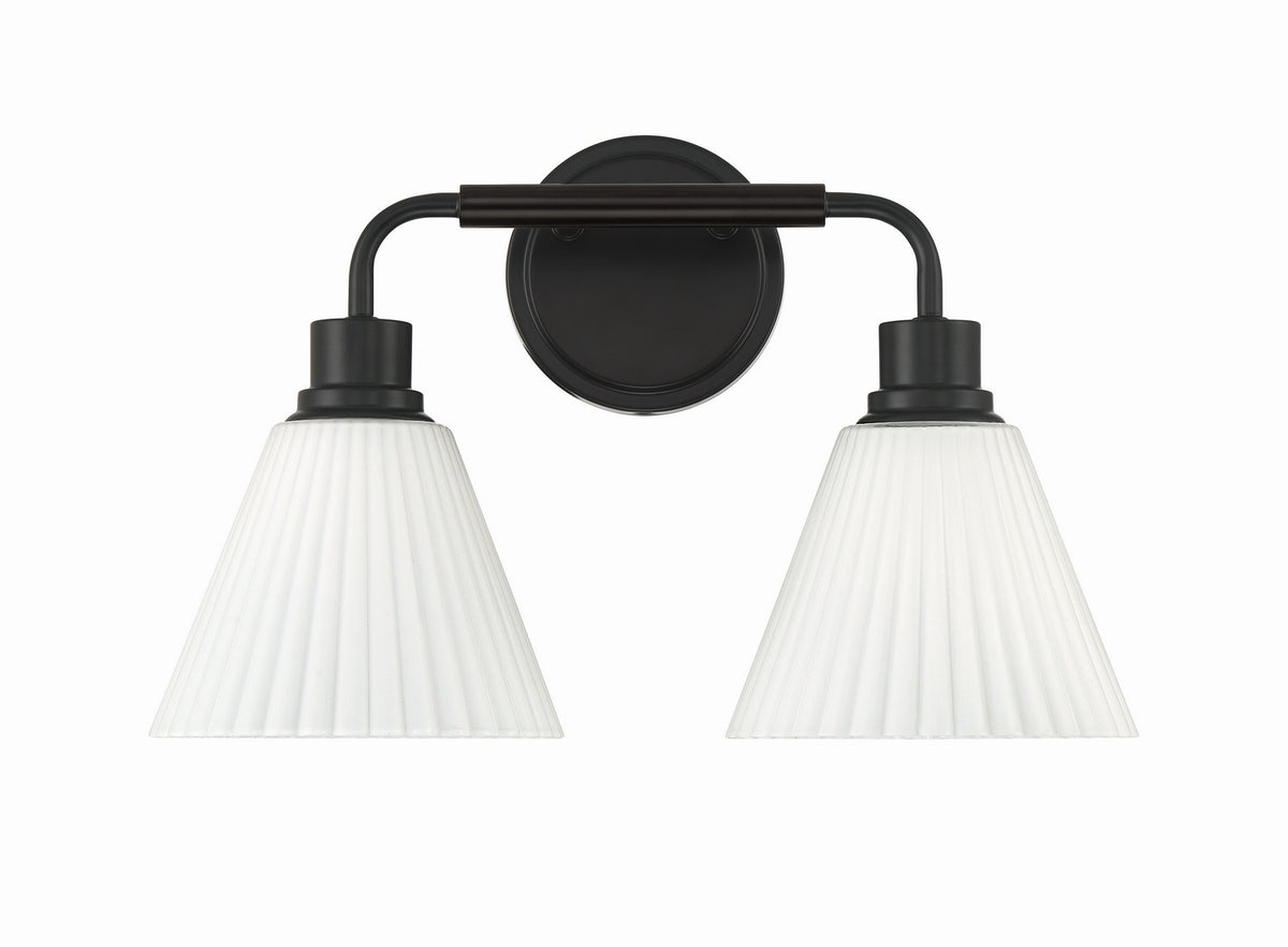 Pleated II Two Light Vanity in Flat Black