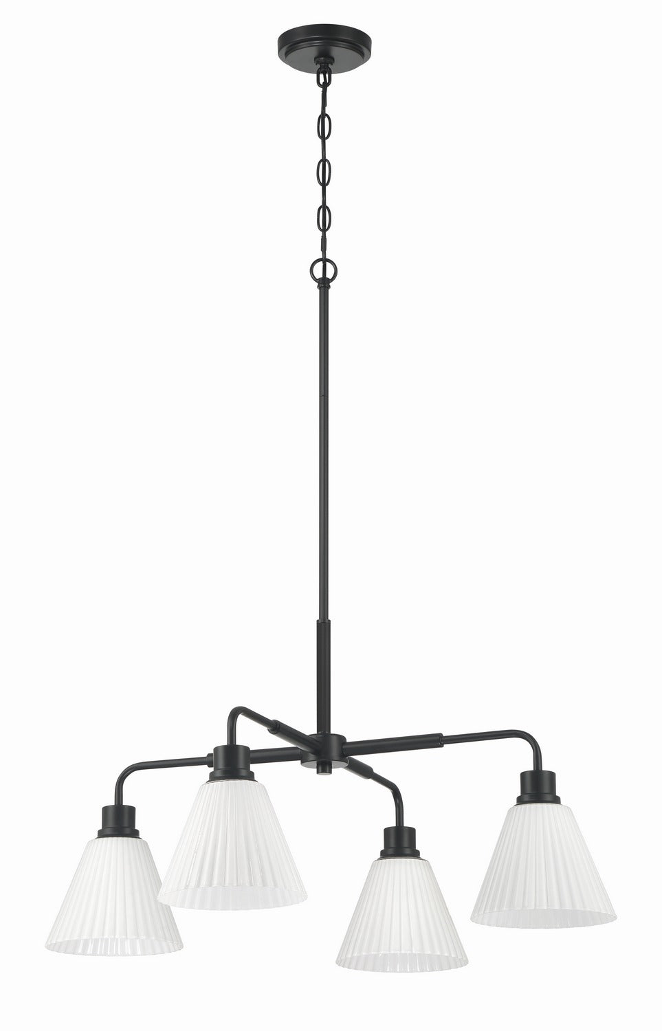 Pleated II Four Light Chandelier in Flat Black