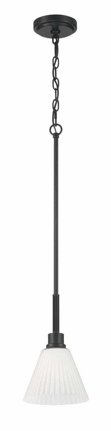 Pleated II One Light Pendant in Flat Black