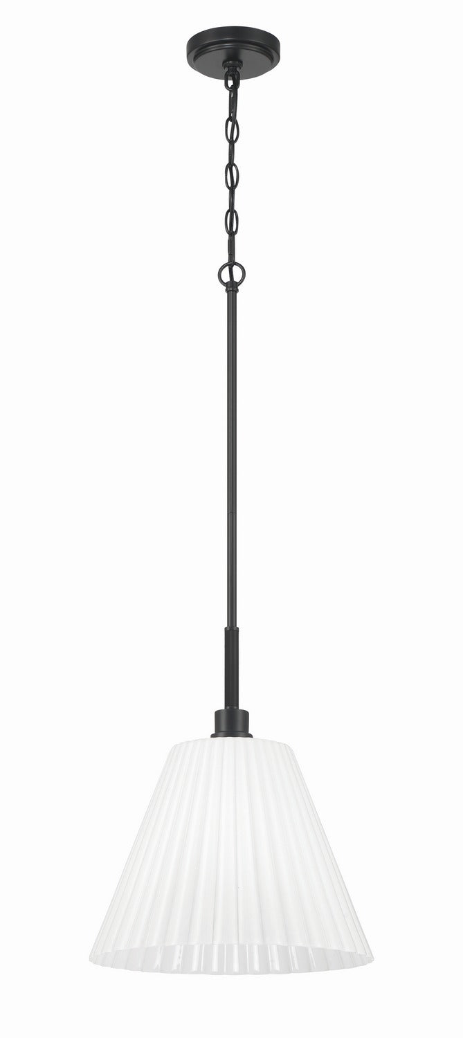 Pleated II One Light Pendant in Flat Black