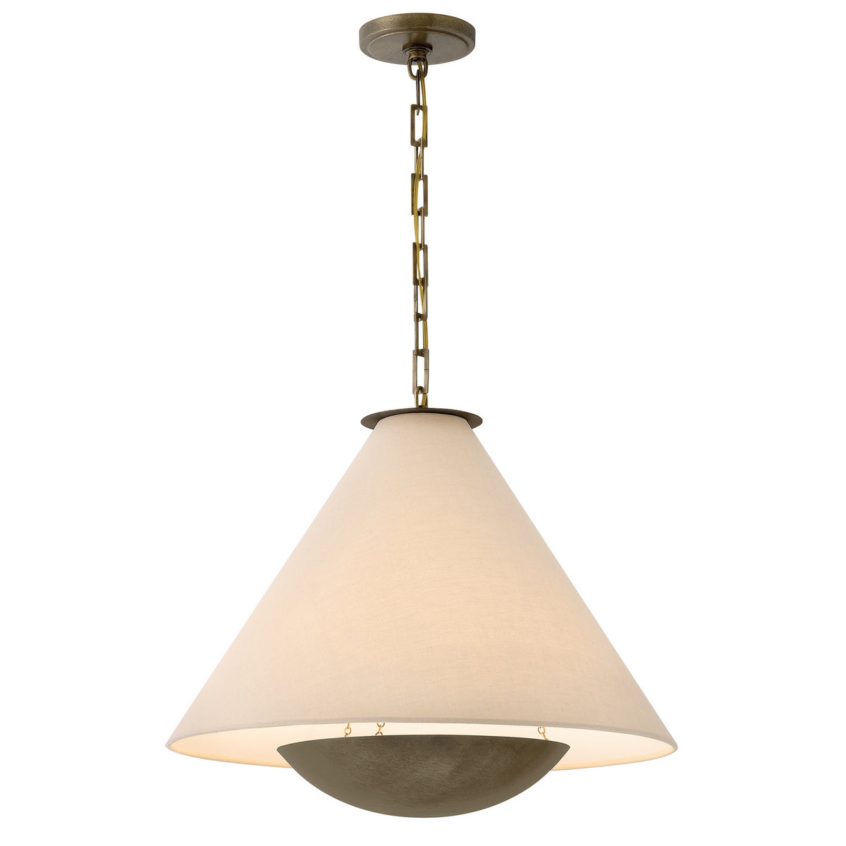 Linden Three Light Chandelier in Textured Heritage Brass
