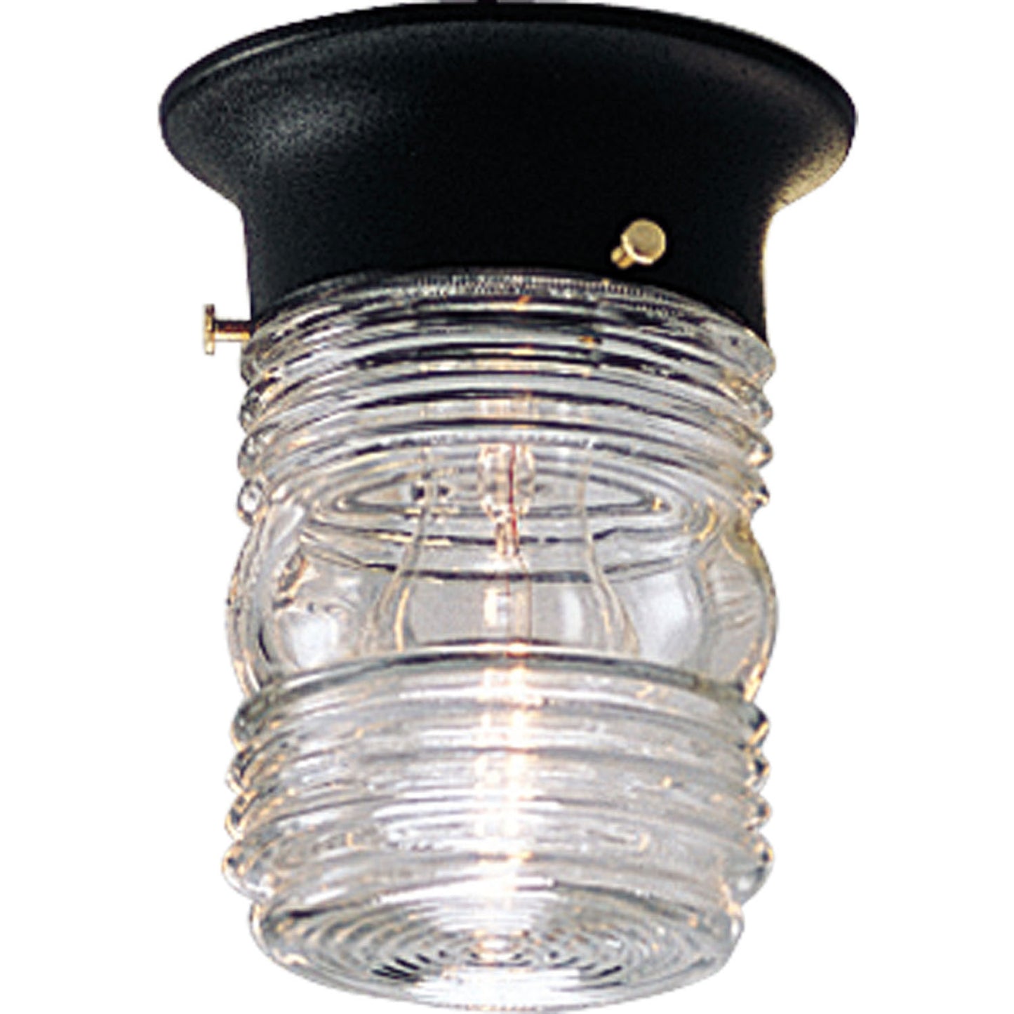 Utility Lantern One Light Outdoor Flush Mount in Black