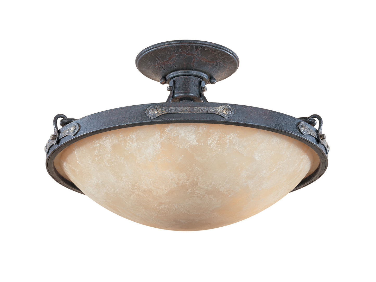 Austin Three Light Semi-Flush Mount in Weathered Saddle