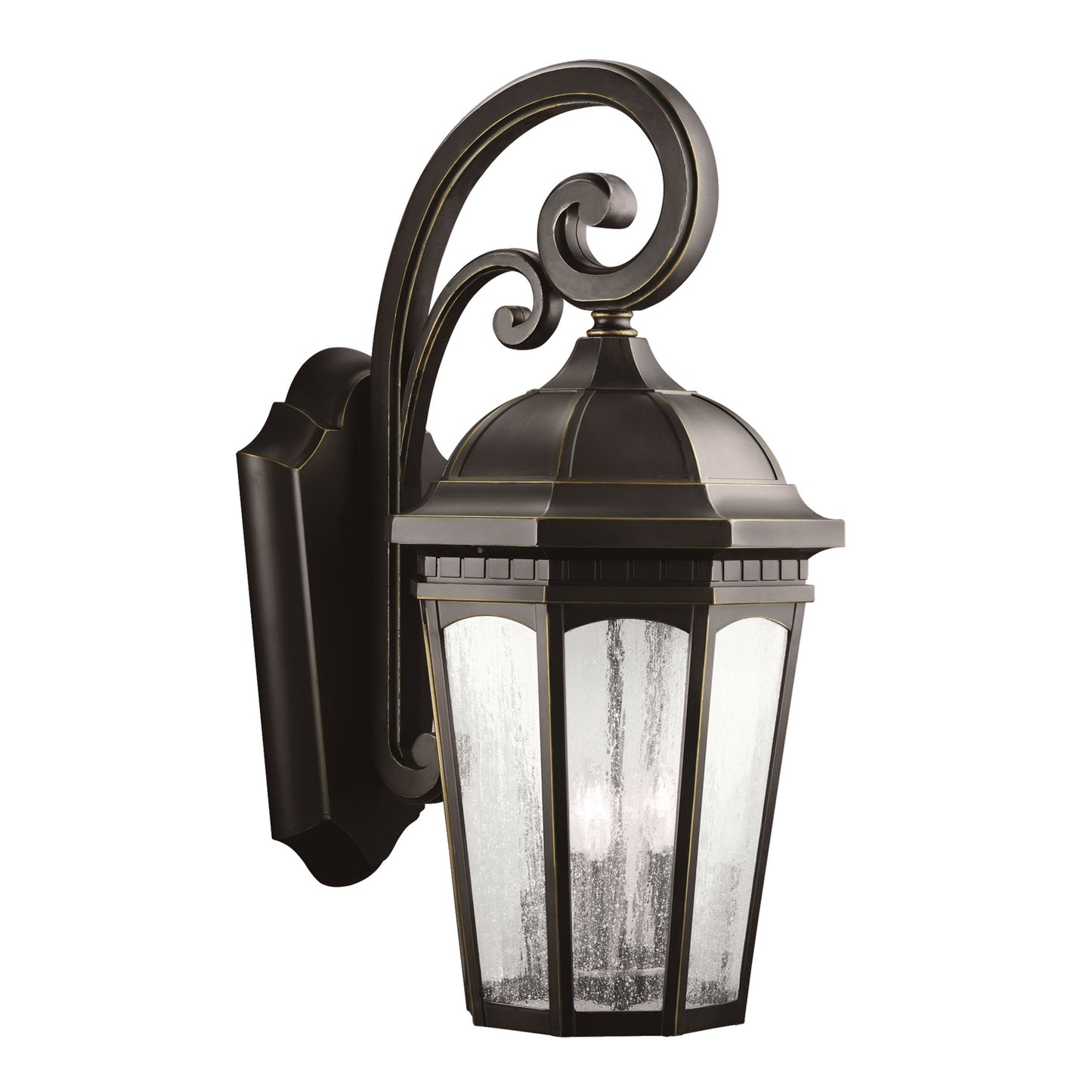 Courtyard Three Light Outdoor Wall Mount in Rubbed Bronze